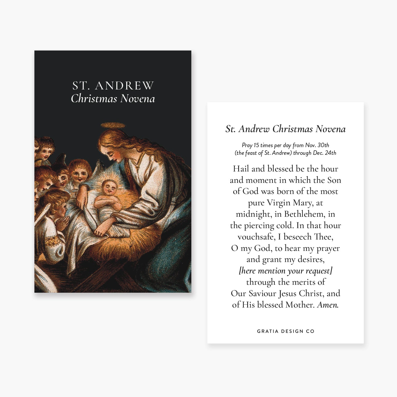 St. Andrew Christmas Novena Prayer Card Gratia Design Co.