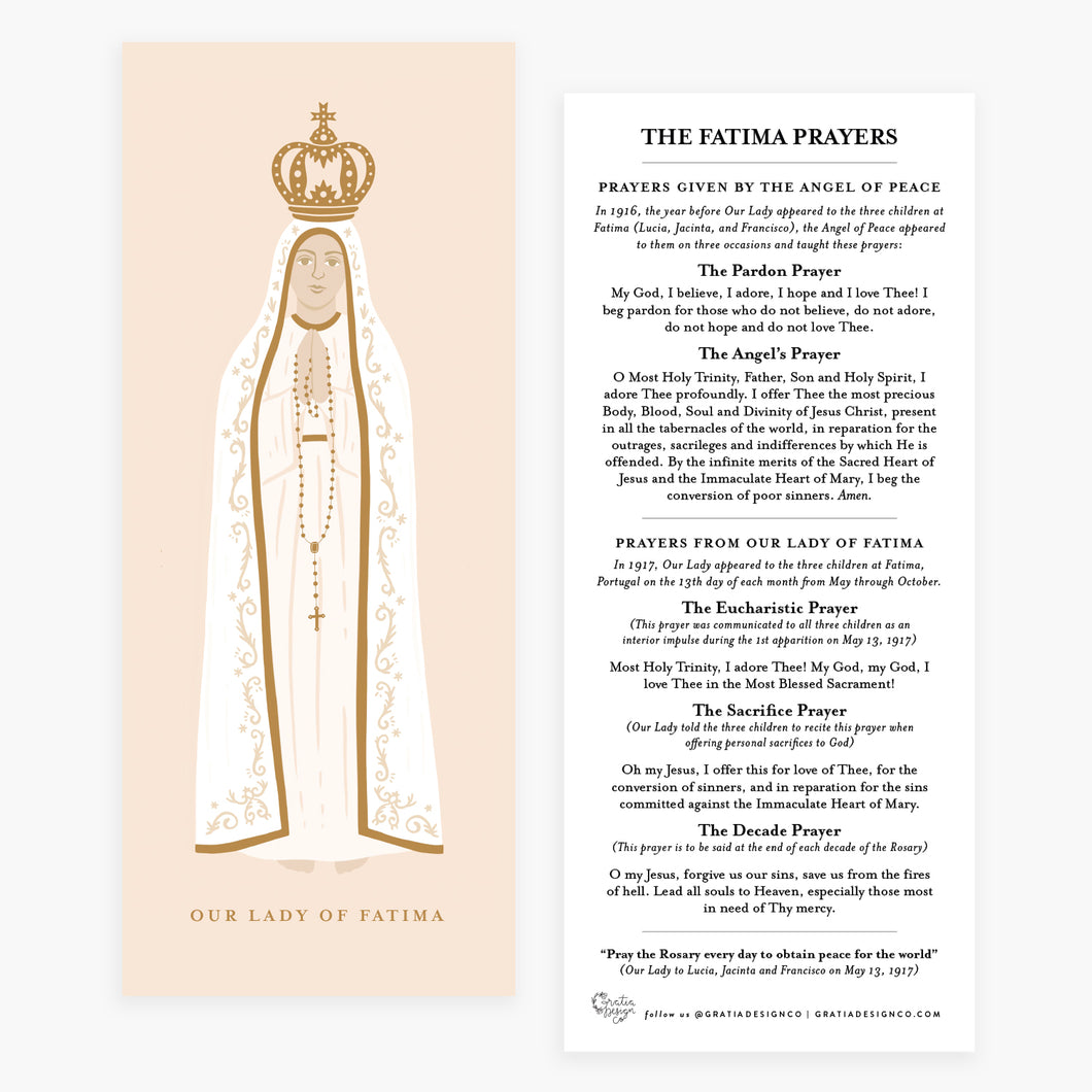 Our Lady of Fatima Prayer Card Bookmark
