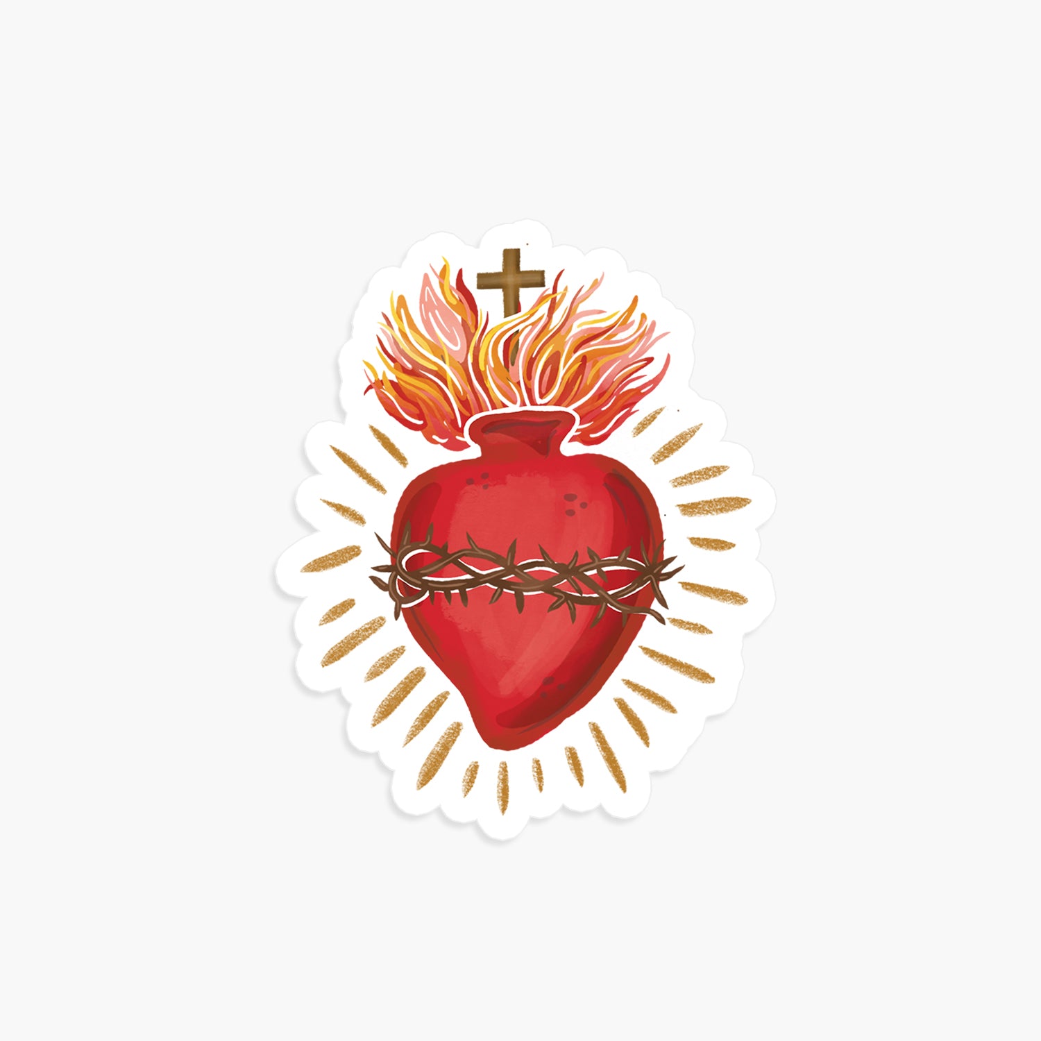 Holy Family Hearts White Vinyl Stickers, Sacred Heart Vinyl