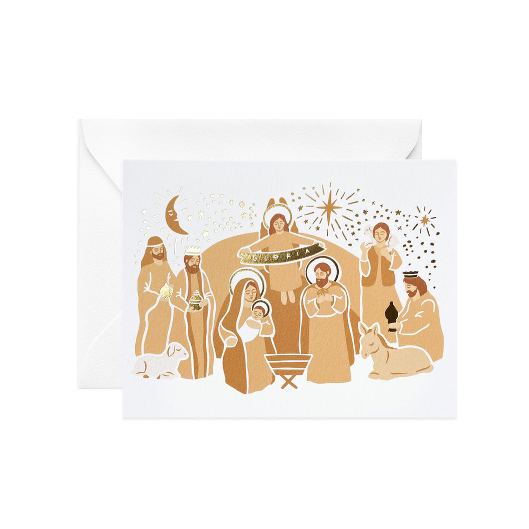 Gold Nativity Christmas Card